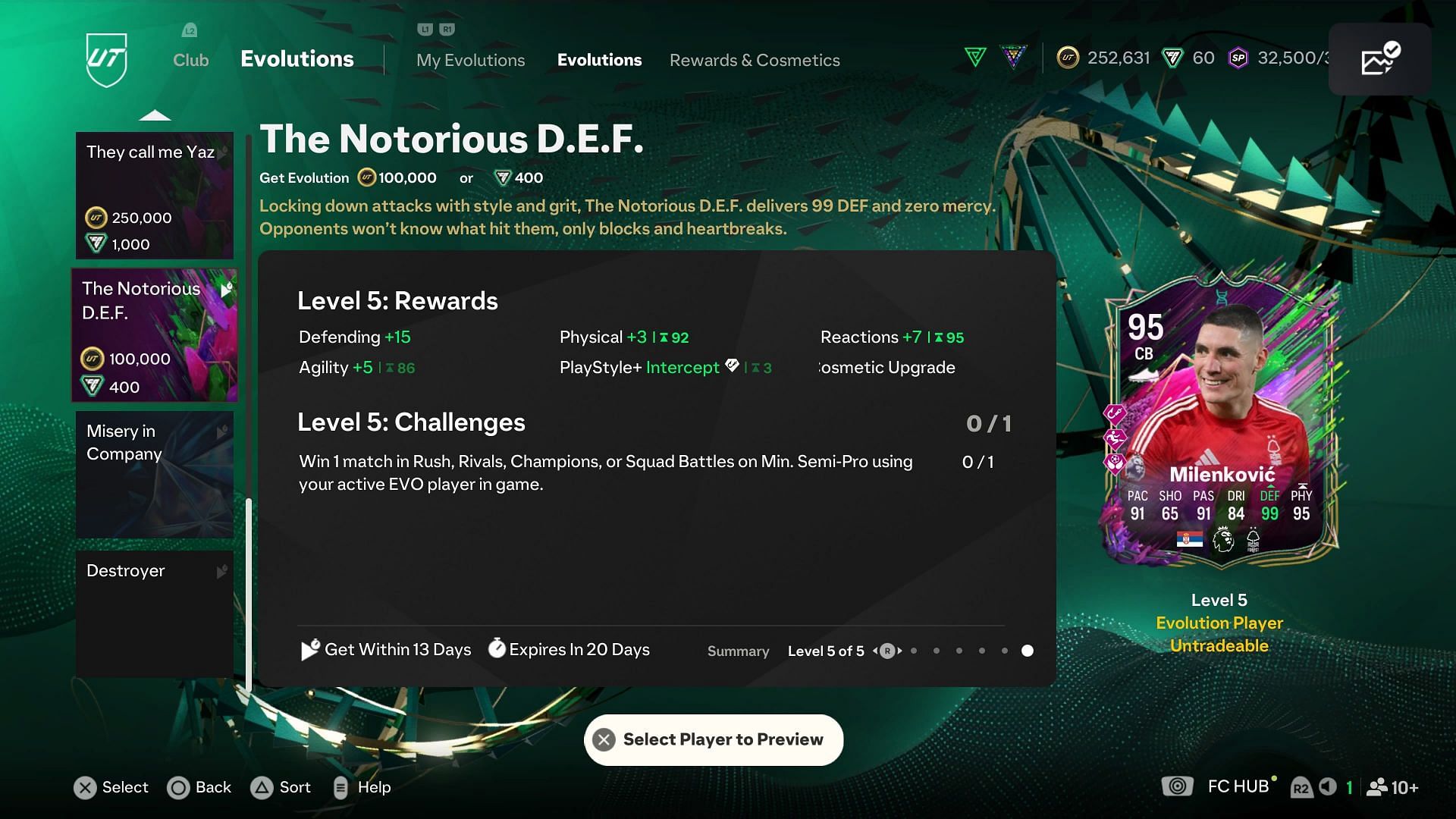 The EVO has five levels (Image via EA Sports)
